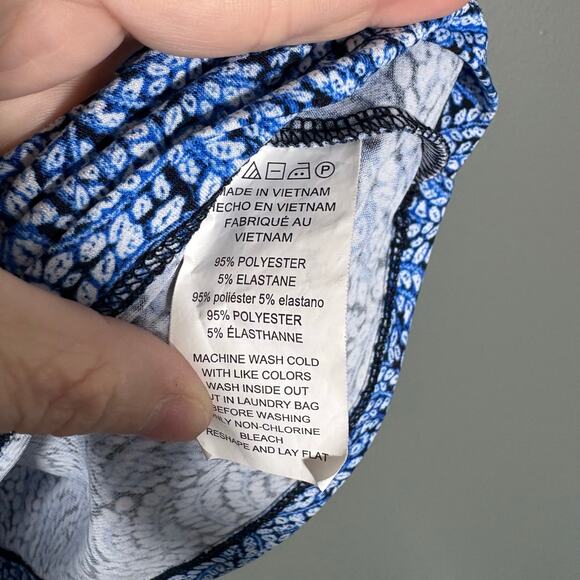 Michael Kors Women's Blue Swirl Y2K Buckle Accent Top - Medium - Empire Waist - Picture 6 of 7